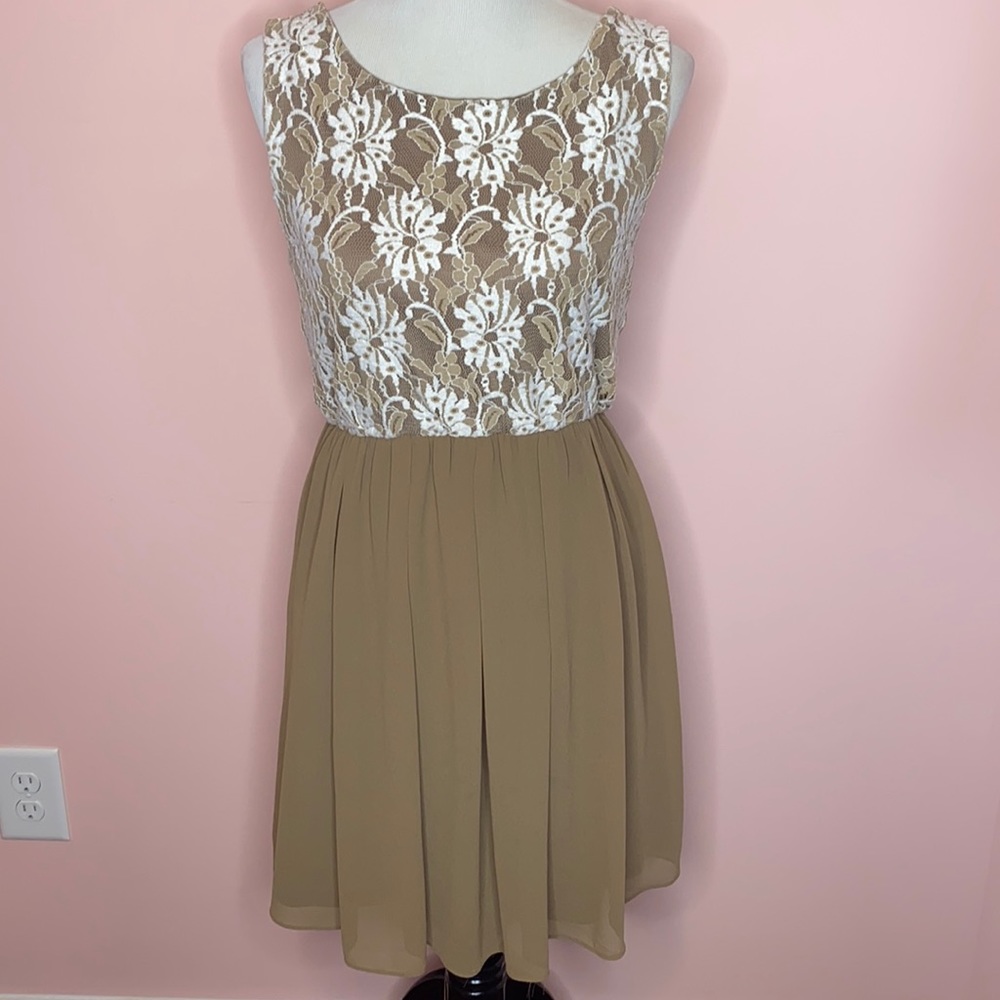 Alythea Olive Green Dress with Lace